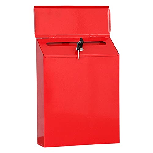 MagiDeal Vertikaler Briefkasten Hängende Sicherheits-Einwurfbox Langlebige Umschläge Zeitungen Sicherer Briefkasten- tür Veranda Ländliche, rot von MagiDeal