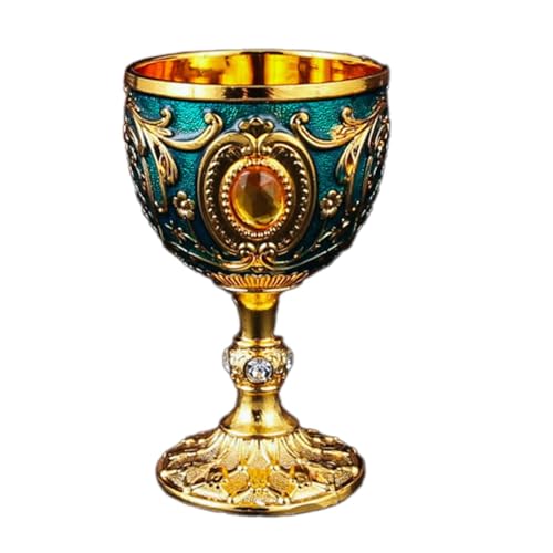 MagiDeal Vintage mittelalterlicher Kelch Desktop Decor Neuheit Mehrzweck Jahrestag Handwerk Legierung Weinbecher Zeremoniell Drinkware, Blau von MagiDeal