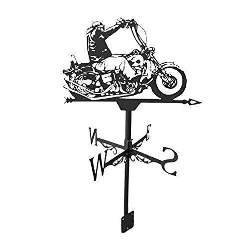 MagiDeal Wetterfahne Schwarz, Tierfigur Windrichtungsanzeiger Weathervane Windfahne Windrad Garten Metall Direction Indicator Professionelles Dach Dekor Handwerk Ornament - Motorrad von MagiDeal