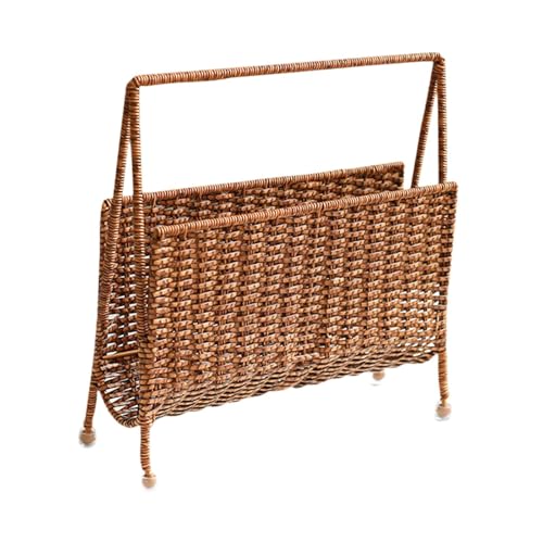 MagiDeal Zeitschriftenständer, Präsentationsständer, Rattan-Optik, Mehrzweck-Zeitungshalter aus Metalldraht, für Kinderzimmer, Heimdekoration, stabil von MagiDeal