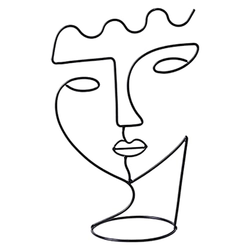 MagiDeal aus aus Abstrakte Gesicht Umriss Skulptur Eine Linie Eisen Kunst Figur Minimalistische Weibliche Statue für Tisch Hut Halter Caps Stand, Gesicht M von MagiDeal