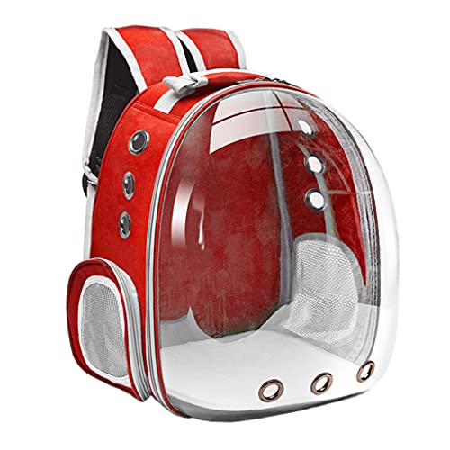 Premium Katze Rucksack Transporteur, Große durchsichtig Pet Blase Tasche, Tragbare Belüfteten Katze Kleine Hund Transporteur, im freien wasserdichte Tasche, Rot Premium Katze Rucksack Transporteur, Große durchsichtig Pet Blase Tasche, Tragbare Belüfteten Katze Kleine Hund Transporteur, im freien wasserdichte Tasche, Rot von MagiDeal