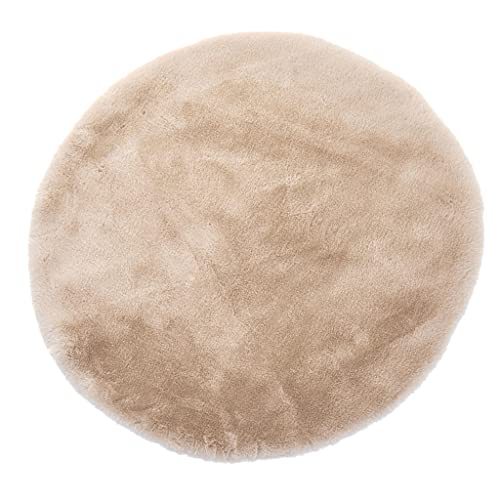 Round Area Rug, Kunstpelz Teppiche kuschelig Bodenmatte für Schlafzimmer, 60cm, Beige von MagiDeal