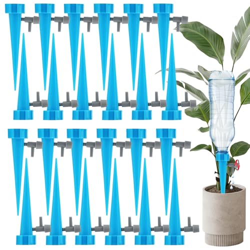 24 Stück Automatische Bewässerung Set, Einstellbar Bewässerungssystem, Pflanzen Blumen Bewässerung, Bewässerungssystem für topfpflanzen, Bewässerung Garten Balkon für Pflanzen(Blau） von MagiSel