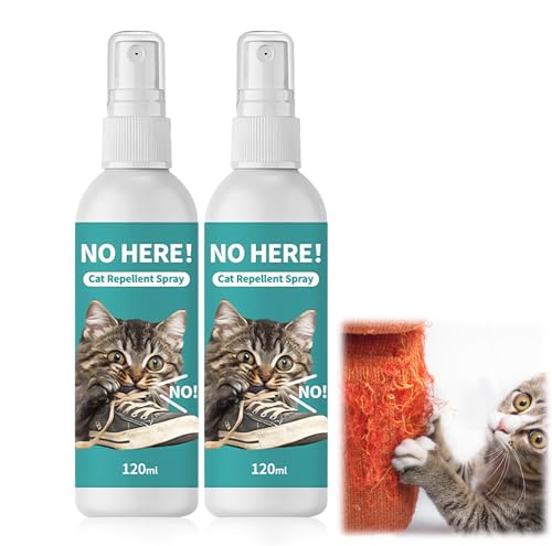 Katzenabwehrspray, Anti katzen spray für Katzen, Fernhaltespray Katze für Innen und Außen, Gegen Urinieren & Kratzen, Katzen Beruhigungsmittel für Pflanzen,Böden,Möbel,Schützt Ihr Zuhause (120ml)*2PC von MagiSel