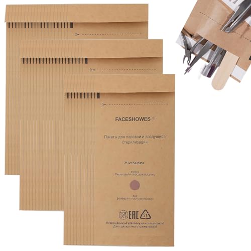 Sterilisationsbeutel, Zahnwerkzeug Selbstversiegelnder Beutel, Selbstversiegelnder Nagelkunst-Reinigungsbeute für Zahnarzt Werkzeuge und Nailart Zubehör75 x 150 mm (50 Stück) von MagiSel