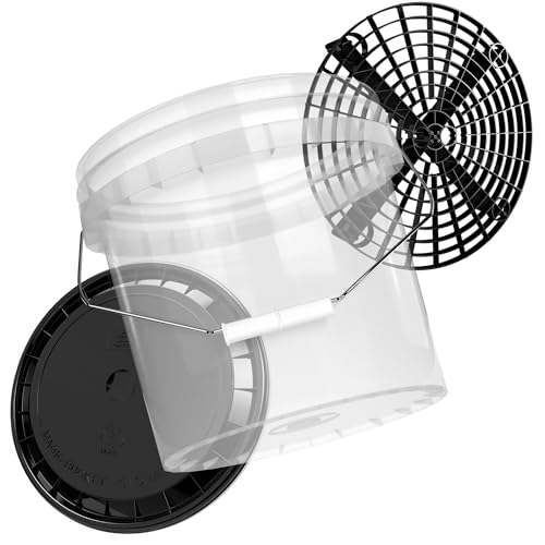 Auto Wascheimer Set mit Sieb und Deckel | Magic Bucket 13l Autowascheimer Transparent mit Gitter zur Schmutzfilterung | Eimer für die Autowäsche | Auto Putzeimer von MAGIC BUCKET