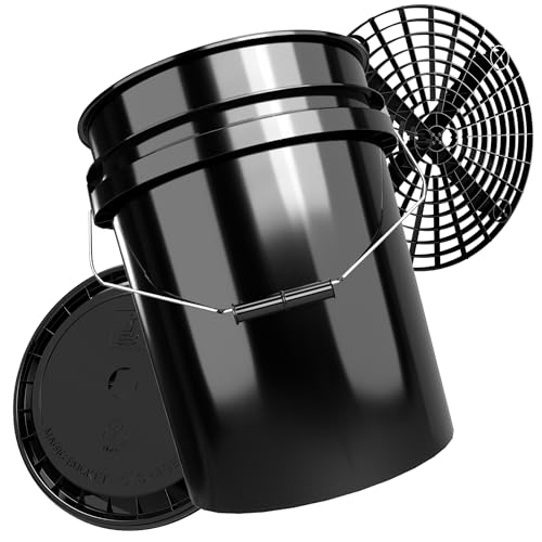 Auto Wascheimer Set mit Sieb und Deckel | Magic Bucket 19l Autowascheimer Schwarz mit Gitter zur Schmutzfilterung | Eimer für die Autowäsche | Auto Putzeimer Auto Wascheimer Set mit Sieb und Deckel | Magic Bucket 19l Autowascheimer Schwarz mit Gitter zur Schmutzfilterung | Eimer für die Autowäsche | Auto Putzeimer von MAGIC BUCKET