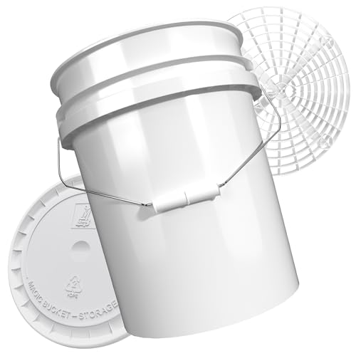 Auto Wascheimer Set mit Sieb und Deckel | Magic Bucket 19l Autowascheimer Weiß mit Gitter zur Schmutzfilterung | Eimer für die Autowäsche | Auto Putzeimer Auto Wascheimer Set mit Sieb und Deckel | Magic Bucket 19l Autowascheimer Weiß mit Gitter zur Schmutzfilterung | Eimer für die Autowäsche | Auto Putzeimer von MAGIC BUCKET