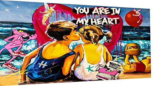Magic Canvas Art Abstrakt Heart Love Comic Leinwandbild 1- teilig Hochwertiger Kunstdruck Wandbilder – B8279, Material: Leinwand, Größe: 180x100 cm von Magic Canvas Art