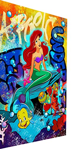 Magic Canvas Art Arielle Meerjungfrau Pop Art Leinwandbild 1- teilig Hochwertiger Kunstdruck Wandbilder – B8444, Material: Leinwand, Größe: 100x75 cm von Magic Canvas Art