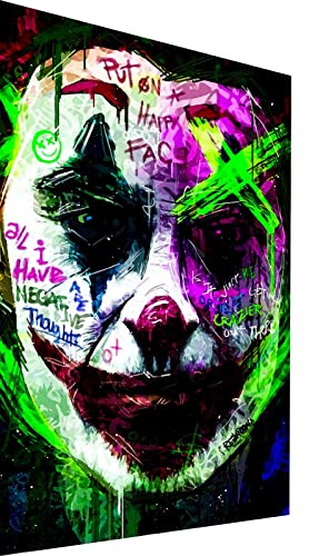 Magic Canvas Art - Bilder Abstrakt Joker Clown Leinwandbild 1- teilig Hochwertiger Kunstdruck modern Wandbilder Wanddekoration Design Wand Bild - B8278, Material: Leinwand, Größe: 40 x 30 cm, Weiß von Magic Canvas Art