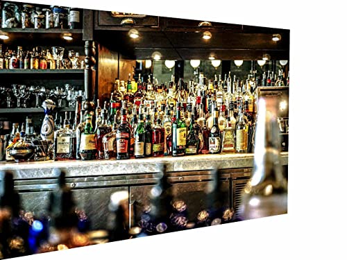 Magic Canvas Art - Bilder Bar Barkeeper Restarant Party Alkohol einwandbild 1- teilig Hochwertiger Kunstdruck modern Wandbilder Wanddekoration Design Wand Bild, Größe: 180 x 100 cm von Magic Canvas Art