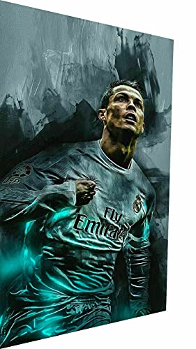 Magic Canvas Art - Bilder Cristiano Ronaldo CR7 Fußball Gemalt Sport Leinwandbild 1- teilig Hochwertiger Kunstdruck modern Wandbilder Wanddekoration Design Wand Bild – P5287, Größe: 90 x 60 cm von Magic Canvas Art