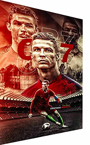 Magic Canvas Art - Bilder Cristiano Ronaldo CR7 Fußball Leinwandbild 1- teilig Hochwertiger Kunstdruck modern Wandbilder Wanddekoration Design Wand Bild – P5286, Größe: 120 x 80 cm von Magic Canvas Art