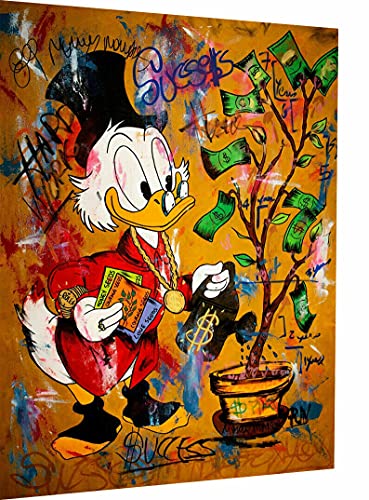 Magic Canvas Art - Bilder Dagobert Duck Pop Art Leinwandbild 1- teilig Hochwertiger Kunstdruck modern Wandbilder Wanddekoration Design Wand Bild B8302, Größe: 100 x 50 cm von Magic Canvas Art