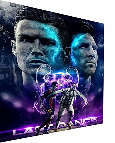 Magic Canvas Art - Bilder Fußball Cristiano Ronaldo Lionel Messi Leinwandbild 1- teilig Hochwertiger Kunstdruck modern Wandbilder Wanddekoration Design Wand Bild, Größe: 100 x 75 cm von Magic Canvas Art