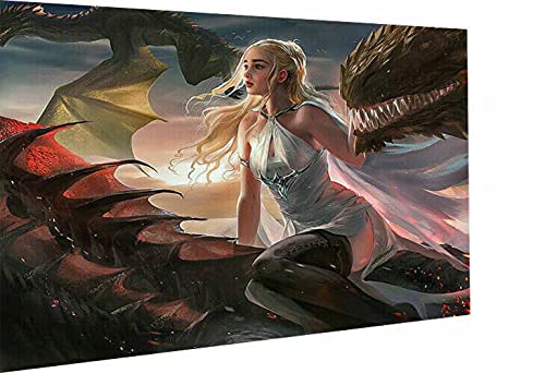 Magic Canvas Art - Bilder Game of Thrones GoT Khaleesi Leinwandbild 1- teilig Hochwertiger Kunstdruck modern Wandbilder Wanddekoration Design Wand Bild – A3576, Größe: 40 x 30 cm von Magic Canvas Art