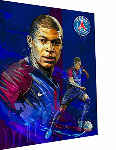 Magic Canvas Art - Bilder Kylian Mbappe Sport Fußball Leinwandbild 1- teilig Hochwertiger Kunstdruck modern Wandbilder Wanddekoration Design Wand Bild, Größe: 60 x 40 cm von Magic Canvas Art