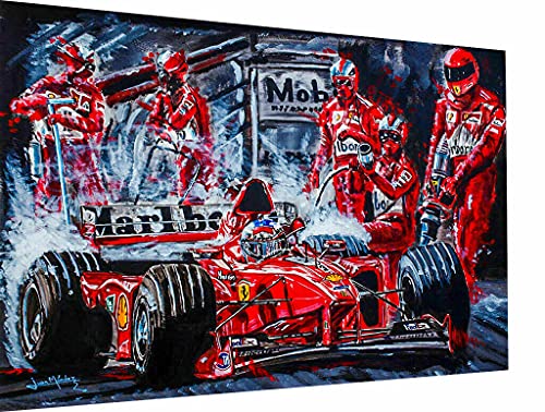 Magic Canvas Art - Bilder Michael Schumacher F1 Abstrakt Leinwandbild 1- teilig Hochwertiger Kunstdruck modern Wandbilder Wanddekoration Design Wand Bild – A3540, Größe: 160 x 120 cm von Magic Canvas Art