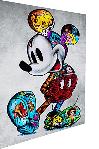 Magic Canvas Art - Bilder Micky Maus Figuren Pop Art Leinwandbild 1- teilig Hochwertiger Kunstdruck Wandbilder – B8336, Material: Acrylglas, Größe: 80x60 cm von Magic Canvas Art