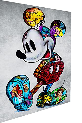 Magic Canvas Art - Bilder Micky Maus Figuren Pop Art Leinwandbild 1- teilig Hochwertiger Kunstdruck Wandbilder – B8336, Material: Poster ungerahmt, Größe: 80x40 cm, Weiß von Magic Canvas Art