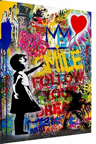 Magic Canvas Art - Bilder Pop Art Follow Your Dreams Leinwandbild 1- teilig Hochwertiger Kunstdruck modern Wandbilder Wanddekoration Design Wand Bild - B8163, Größe: 100 x 75 cm, Weiß von Magic Canvas Art