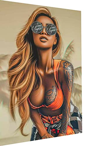 Magic Canvas Art - Bilder Pop Art Frau sexy Leinwandbild 1 teilig Hochwertiger Kunstdruck modern Wandbilder Wanddekoration Design Wand Bild - A3740, Größe: 120 x 80 cm von Magic Canvas Art