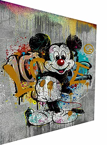 Magic Canvas Art - Bilder Pop Art Micky Maus Love Leinwandbild 1- teilig Hochwertiger Kunstdruck modern Wandbilder Wanddekoration Design Wand Bild – B8310, Größe: 180 x 100 cm von Magic Canvas Art