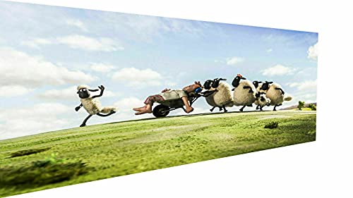 Magic Canvas Art - Bilder Serie Shaun das Schaf Leinwandbild 1- teilig Hochwertiger Kunstdruck modern Wandbilder Wanddekoration Design Wand Bild, Größe: 120 x 80 cm von Magic Canvas Art