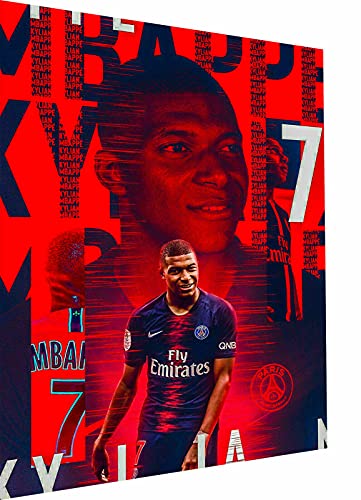 Magic Canvas Art - Bilder Sport Fußball Kylian Mbappe Leinwandbild 1- teilig Hochwertiger Kunstdruck modern Wandbilder Wanddekoration Design Wand Bild – A3225, Größe: 60 x 40 cm von Magic Canvas Art