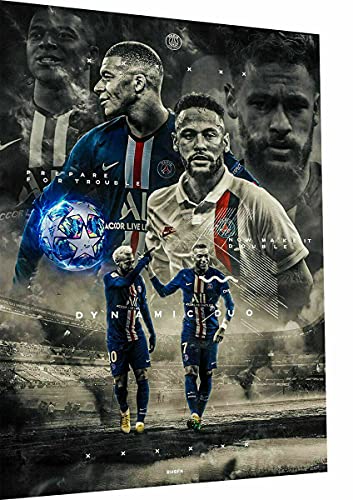 Magic Canvas Art - Bilder Sport Fußball Mbappe Neymar Leinwandbild 1- teilig Hochwertiger Kunstdruck modern Wandbilder Wanddekoration Design Wand Bild – A3229, Größe: 40 x 30 cm von Magic Canvas Art