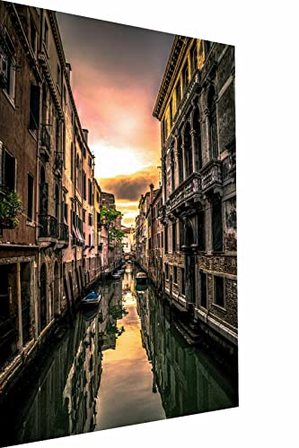 Magic Canvas Art - Bilder Stadt Venedig Fluss Travel Italien Leinwandbild 1- teilig Hochwertiger Kunstdruck modern Wandbilder Wanddekoration Design Wand Bild, Größe: 60x 40 cm von Magic Canvas Art