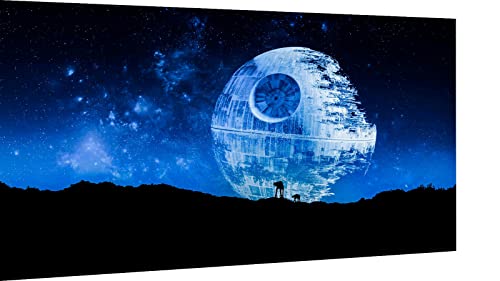 Magic Canvas Art - Bilder Star Wars Todesstern Film Leinwandbild 1- teilig Hochwertiger Kunstdruck modern Wandbilder Wanddekoration Design Wand Bild – A3702, Größe: 120 x 60 cm von Magic Canvas Art