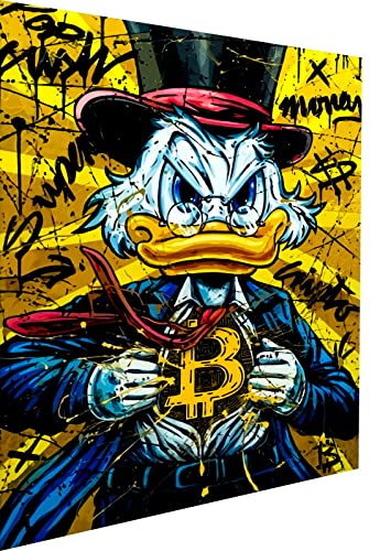 Magic Canvas Art Dagobert Duck Anzug Pop Art Leinwandbild 1- teilig Hochwertiger Kunstdruck Wandbilder – B8325, Material: Acrylglas, Größe: 120x80 cm von Magic Canvas Art