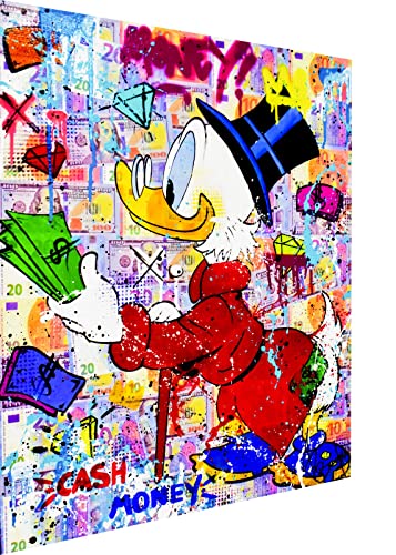 Magic Canvas Art Dagobert Duck Cash Pop Art Leinwandbild 1- teilig Hochwertiger Kunstdruck Wandbilder – B8321, Material: Leinwand, Größe: 40 x 30 cm von Magic Canvas Art