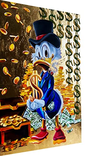 Magic Canvas Art Dagobert Duck Geld Pop Art Leinwandbild 1- teilig Hochwertiger Kunstdruck Wandbilder – B8216, Material: Leinwand, Größe: 40 x 30 cm von Magic Canvas Art