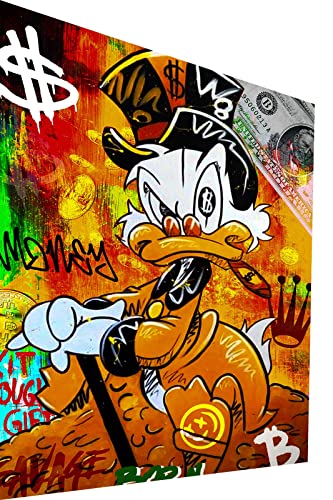 Magic Canvas Art Dagobert Duck Höhle Pop Art Leinwandbild 1- teilig Hochwertiger Kunstdruck Wandbilder – B8324, Material: Acrylglas, Größe: 100x75 cm von Magic Canvas Art