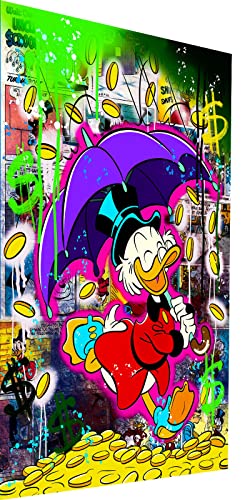 Magic Canvas Art Dagobert Duck Schirm Pop Art Leinwandbild 1- teilig Hochwertiger Kunstdruck Wandbilder – B8420, Material: Leinwand, Größe: 100x75 cm von Magic Canvas Art