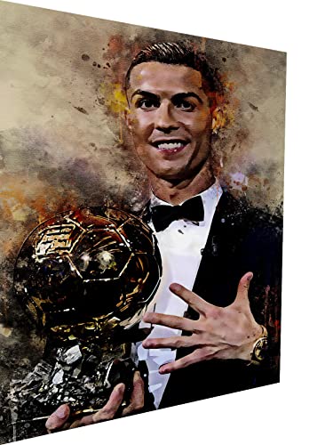 Magic Canvas Art Fußball Ronaldo Pop Art Leinwandbild 1- teilig Hochwertiger Kunstdruck Wandbilder – B8383, Material: Acrylglas, Größe: 80x60 cm von Magic Canvas Art