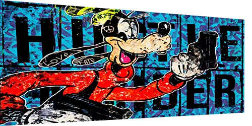 Magic Canvas Art Goofy Comic Pop Art Leinwandbild 1- teilig Hochwertiger Kunstdruck Wandbilder – B8471, Material: Leinwand, Größe: 180x90 cm von Magic Canvas Art