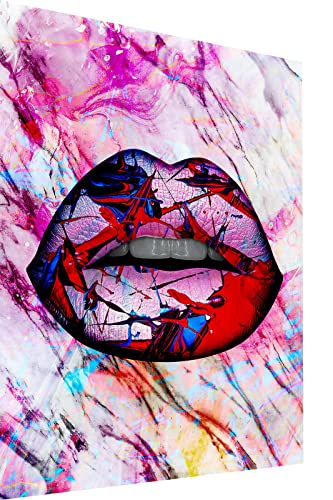 Magic Canvas Art Lippen Mamor Pink Pop Art Leinwandbild 1- teilig Hochwertiger Kunstdruck Wandbilder – B8367, Material: Leinwand, Größe: 60 x 40 cm von Magic Canvas Art