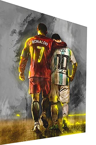 Magic Canvas Art Messi Ronaldo Pop Art Leinwandbild 1- teilig Hochwertiger Kunstdruck Wandbilder – B8385, Material: Leinwand, Größe: 120x80 cm von Magic Canvas Art