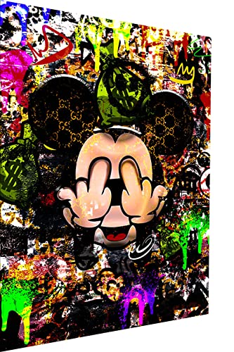 Magic Canvas Art Micky Maus Finger Pop Art Leinwandbild 1- teilig Hochwertiger Kunstdruck Wandbilder – B8337, Material: Leinwand, Größe: 100x75 cm von Magic Canvas Art