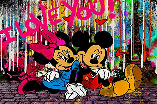 Magic Canvas Art Micky Maus Pop Art Kunst Leinwandbild 1- teilig Hochwertiger Kunstdruck Wandbilder – B8109, Größe: 120 x 60 cm von Magic Canvas Art