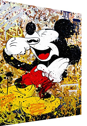 Magic Canvas Art Micky Maus Smile Pop Art Leinwandbild 1- teilig Hochwertiger Kunstdruck Wandbilder – B8331, Material: Leinwand, Größe: 100x75 cm von Magic Canvas Art