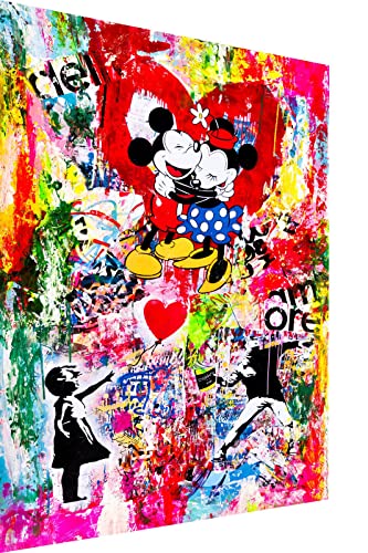 Magic Canvas Art Micky Minnie Banksy Pop Art Leinwandbild 1- teilig Hochwertiger Kunstdruck Wandbilder – B8330, Material: Leinwand, Größe: 120x80 cm von Magic Canvas Art