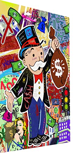 Magic Canvas Art Monopoly Geldsack Pop Art Leinwandbild 1- teilig Hochwertiger Kunstdruck Wandbilder – B8489, Material: Acrylglas, Größe: 40 x 30 cm von Magic Canvas Art