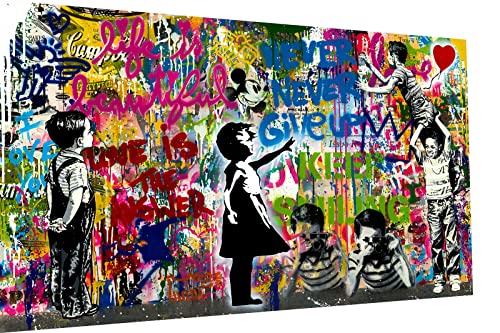 Magic Canvas Art Never give up Love Pop Art Leinwandbild 1- teilig Hochwertiger Kunstdruck Wandbilder – B8366, Material: Leinwand, Größe: 160x120 cm von Magic Canvas Art