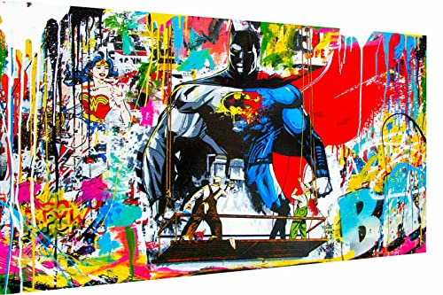 Magic Canvas Art Pop Art Batman Hero Held Leinwandbild 1- teilig Hochwertiger Kunstdruck Wandbilder – B8172, Größe: 120 x 60 cm von Magic Canvas Art